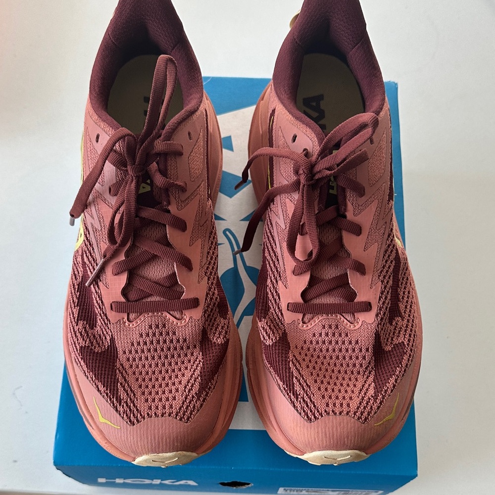 Hoka Women's Athletic Shoes - Burgundy and Gold